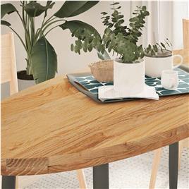 vidaXL Tampo de mesa 140x60x4 cm carvalho maciça oval castanho-claro