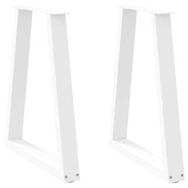 vidaXL Pernas para mesa centro forma V 2 unid 60x(72-73)cm aço branco