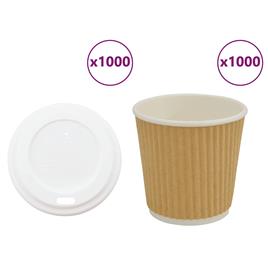 vidaXL Copos de café de papel com tampas 1000 pcs 4oz 100ml