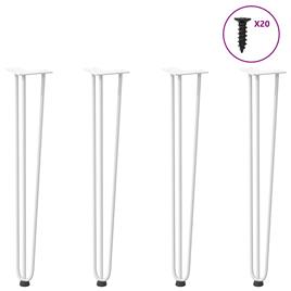 vidaXL Pernas de mesa em grampo cabelo 4 pcs 72 cm aço maciço branco