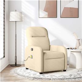 vidaXL Poltrona de massagens reclinável tecido cor creme
