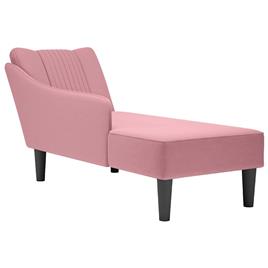 vidaXL Chaise-longue com apoio de braço direito veludo rosa