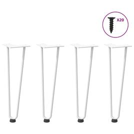 vidaXL Pernas de mesa em grampo cabelo 4 pcs 42 cm aço maciço branco