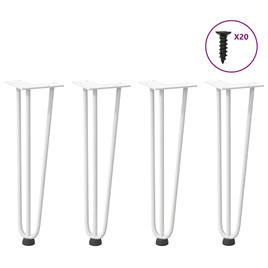 vidaXL Pernas de mesa em grampo cabelo 4 pcs 42 cm aço maciço branco
