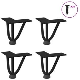 vidaXL Pernas de mesa em grampo de cabelo 4 pcs 10 cm aço maciço preto