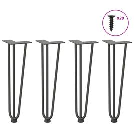 vidaXL Pernas de mesa em grampo cabelo 4pcs 42 cm aço maciço antracite