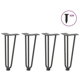vidaXL Pernas de mesa em grampo cabelo 4pcs 30 cm aço maciço antracite