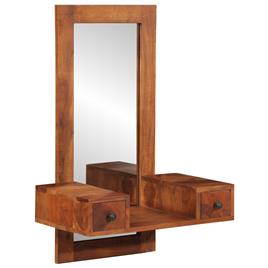 vidaXL Espelho de parede com gavetas 60x33x90 cm acácia madeira maciça
