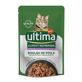 Ultima Cat Expert Nutrition Sterilised Hairball Vaca e Salmão - Pack económico: 48 x 70 g