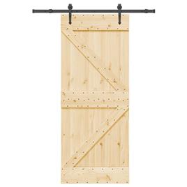 vidaXL Porta de correr com ferragens 85x210 cm madeira de pinho maciça