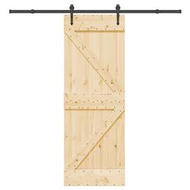 vidaXL Porta de correr com ferragens 70x210 cm madeira de pinho maciça