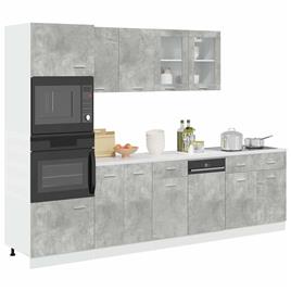 vidaXL 7 pcs conj. móveis casa banho derivados madeira cinza cimento
