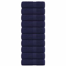 vidaXL Toalhas hóspedes 10pcs azul marinho 30x50cm 360gsm 100% algodão
