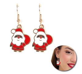 Brincos de Papai Noel com bolsa 2x2 cm