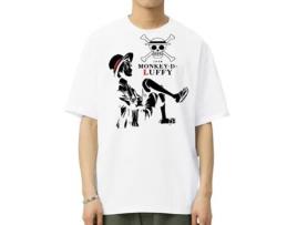 T-Shirt de Homem VREEL Luffy Una Pieza Algodão Branco (S)