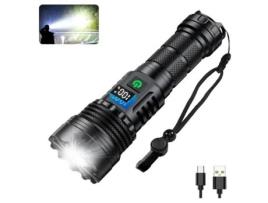 Lanterna Tática de Alto Lúmen Recarregável Superbrilhante 200.000 Lúmens Ipx45 À Prova D'Água 5 Modos Preto Bisbisous VIGA EUROPE