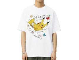 T-Shirt de Homem VREEL Pokémon Pikachu Algodão Branco (L)