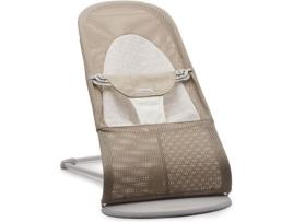 Bouncer Balance Soft BABYBJÖRN Mesh Gray Bege Branco com Moldura Cinza Claro
