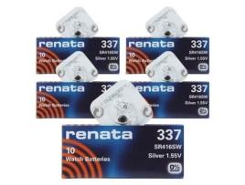 RENATA 337 Sr416Sw 5Pack X 10Pcs = 50 Silver 1.55V Bateria de Relógio Feita na Suíça