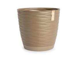 Vaso de flores decorativo redondo vento ARECA 23 cm com pires integrado cinza