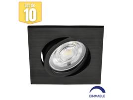 Conjunto de 10 Pontos de Led Construídos -In 3En1 Black Square 7W Ip20 Dimmable BRAYTRON