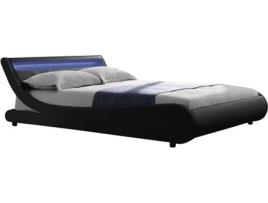 Cama HABITAT ET JARDIN LED Natacha Preto (140x190 cm - PVC e PU)