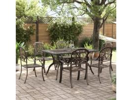 7 Peças Conjunto de Jantar para Jardim Alumínio Fundido Bronze CLICNBUY