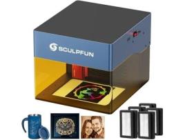 Gravador a Laser SCULPFUN Icube Pro Max 10W com Filtro de Fumaça Alarme de Temperatura e 5 Conjuntos de Almofadas de Filtro