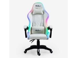 Cadeira de Gaming Branca Poltrona Massajadora Led Reclinável Ergonómica Pixy Plus EGLI