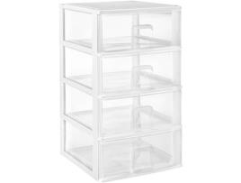 Cômoda Empilhável de Plástico Modelo Transparente Cor Branco Gavetas de Armazenamento Modular COMFORT HOUSE