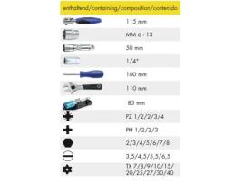 Caixa de Chave de Soquete e Conjunto de Bits HEYTEC 44 Peças em Uma Caixa