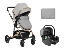Carrinho de Bebé 3 em 1 com Assento Transformável Amaia Cinzento Claro 2024 KIKKABOO