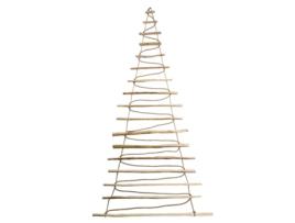 Árvore de Natal Feita BOGATECO À Mão com 205 Cm de Altura em Madeira de Avelã com Luzes Led Corda de Juta de 6 Mm de Espessura