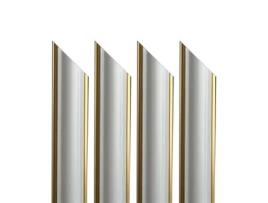 4 Barras Inteiras Pré-Cortadas em Ângulo para Painel Boiserie em Polímeros Linha Gold Fio Duplo Ouro Ral 9010  220Cm ETERNAL PARQUET