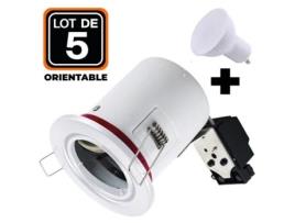 5 Focos BBC Exterior IP20 Branco com Lâmpada GU10 5W Branco Cálido 3000K Portalâmpadas EUROPALAMP