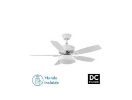 Ventilador 30W Dc Braw White 5 Lâminas Brancas/Faia 6 Velocidades 3 Cores 106.7D com Controle Remoto Memória e Temporizador 2850Lm FABRILAMP