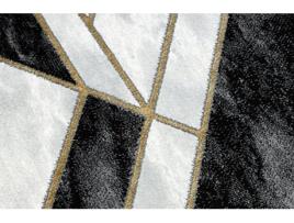 Passadeira DYWANY LUSZCZOW Emerald Exclusivo Glamour Mármore Geométrico Poliéster Preto (120x380cm)