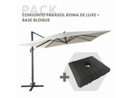 Conjunto de guarda-sol CHILLVERT Roma de Luxe 300X400X280 cm Alumínio Bege Base de guarda-sol 97 5X98X18 5 cm Resina
