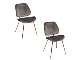 Cadeiras de Veludo PARIS PRIX Slow Conjunto de 2 Cinza e Dourado