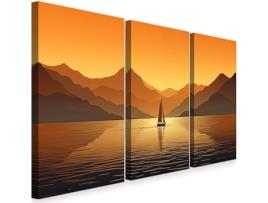 INTELIENZOS Quadro para Sala de Estar • Decoração Moderna • Tríptico • Paisagens • Veleiro • Grande • 120 Cm