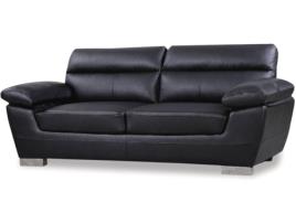Sofá cuero reconstituido / PVC Dallas - 3 plazas - Negro (210 x 88 x 90 cm)