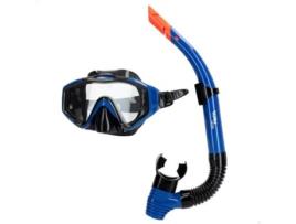 AQUA SPORT Set Óculos de Mergulho com Visão 150º e Tubo Adulto Azul/Preto