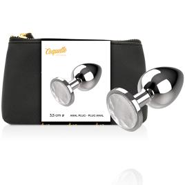 COQUETTE PLUG ANAL DE METAL TALLA M CRISTAL CLEAR 3.5 X 8CM
