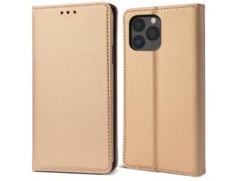 Capa Flip MOOZY para Iphone 13 Pro Max Dourada Capa Tipo Carteira Magnética Inteligente Flip Fólio com Suporte e Suporte para Cartão