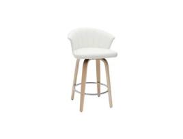 Banqueta de cozinha giratória branca com design de madeira clara 65 cm Albin MILIBOO