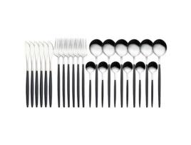 Kit de Talheres VENIYSMLIS Prata Preta 24 Peças