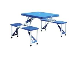 Mesa de Campismo Dobrável com 4 Cadeiras Azul NORTHIX