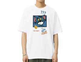 T-Shirt de Homem VREEL Tom Jerry Algodão Branco (L)