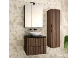 Móvel de Lavatório Simples de 60 Cm com Pedestal Siena em Madeira e Preto PETITS-MEUBLES