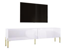 Móvel de Tv em Branco Mate / Branco Brilhante com Pés Retos Dourados D: L: 170 Cm A: 52 Cm D: 32 Cm 3XELIVING